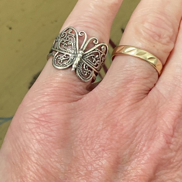 925 sterling silver intricate rope braid butterfly ring - Picture 11 of 12